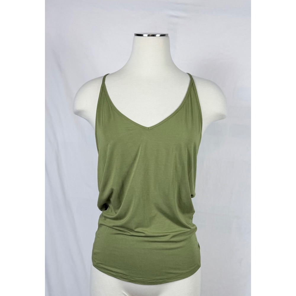 Lululemon Modal-Silk Yoga Tank Top Size 8 Sage Green T-Open Back Athleisure Gym - Picture 2 of 8